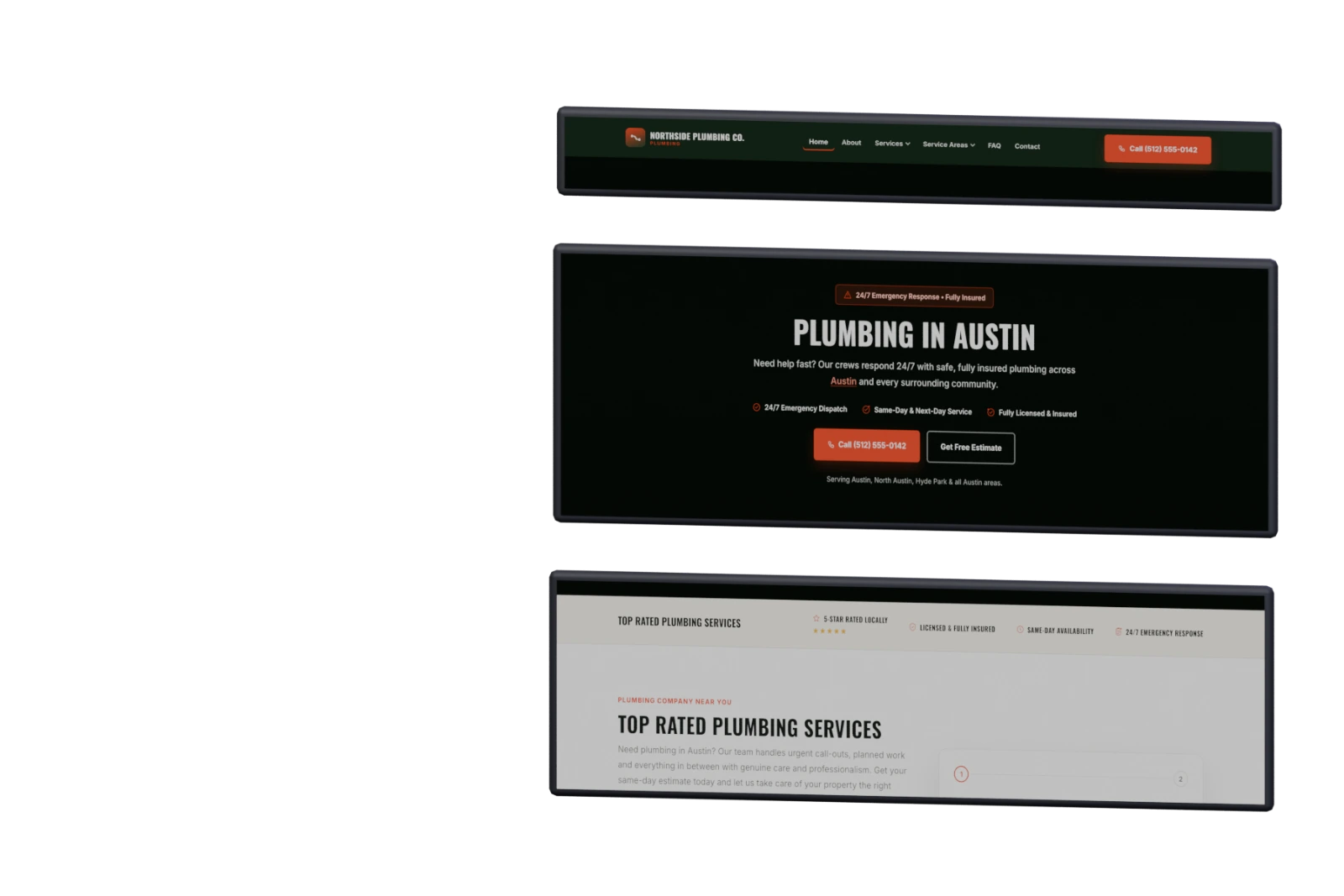 Northside’s business record feeds its name, Austin location and services into real homepage layers.